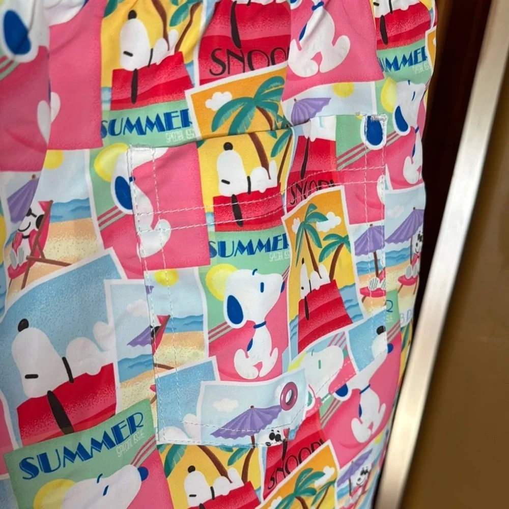 Zara x Peanuts Snoopy Swim Trunks Shorts Multicolor Summer Print Size Large - Picture 10 of 11